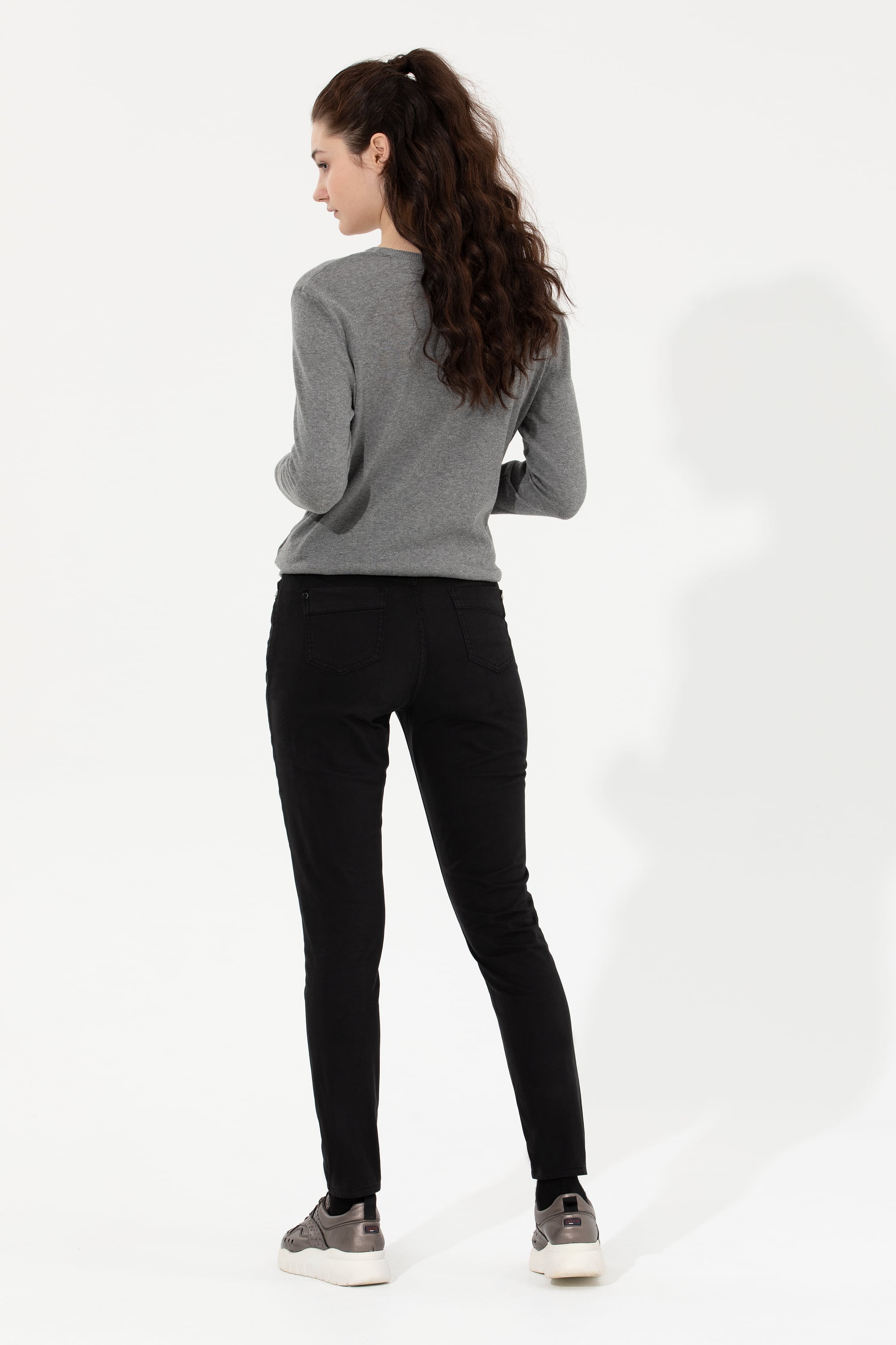 Kadın Siyah Toothpick Fit Pantolon - Image 4