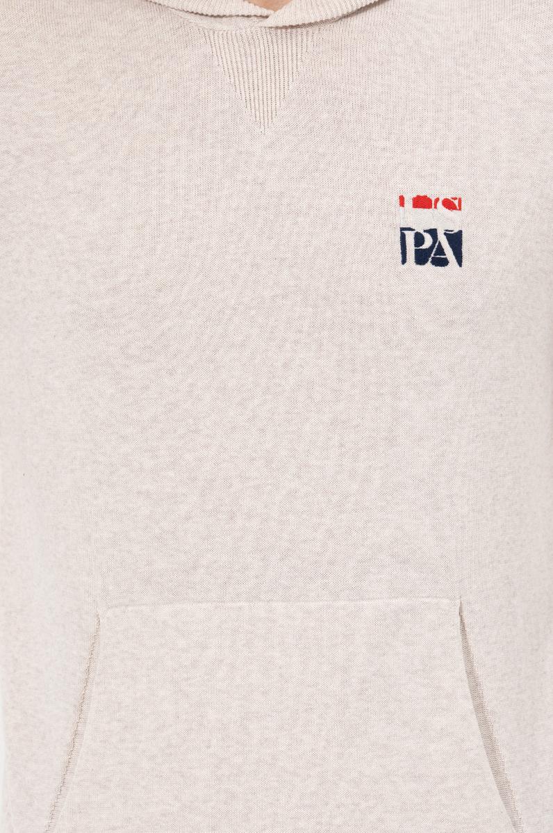 Erkek Krem Melanj Kapüşonlu Triko Kazak