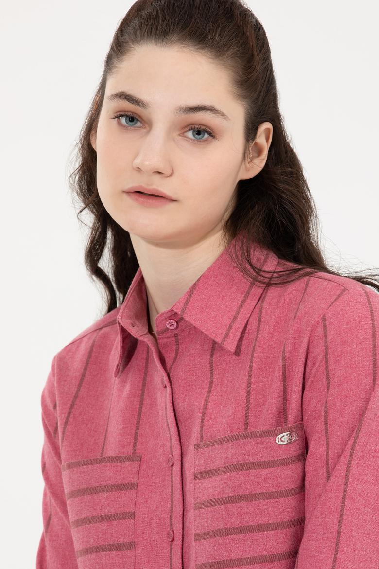 Kadın Pembe Uzun Kollu Gömlek - 50256969015