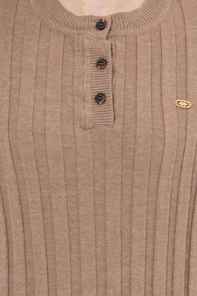 Kadın Vizon Melanj Bisiklet Yaka Kazak - 50253028025