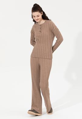 Kadın Vizon Melanj Bisiklet Yaka Kazak - 50253028025