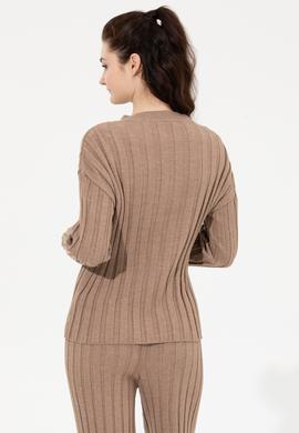 Kadın Vizon Melanj Bisiklet Yaka Kazak - 50253028025