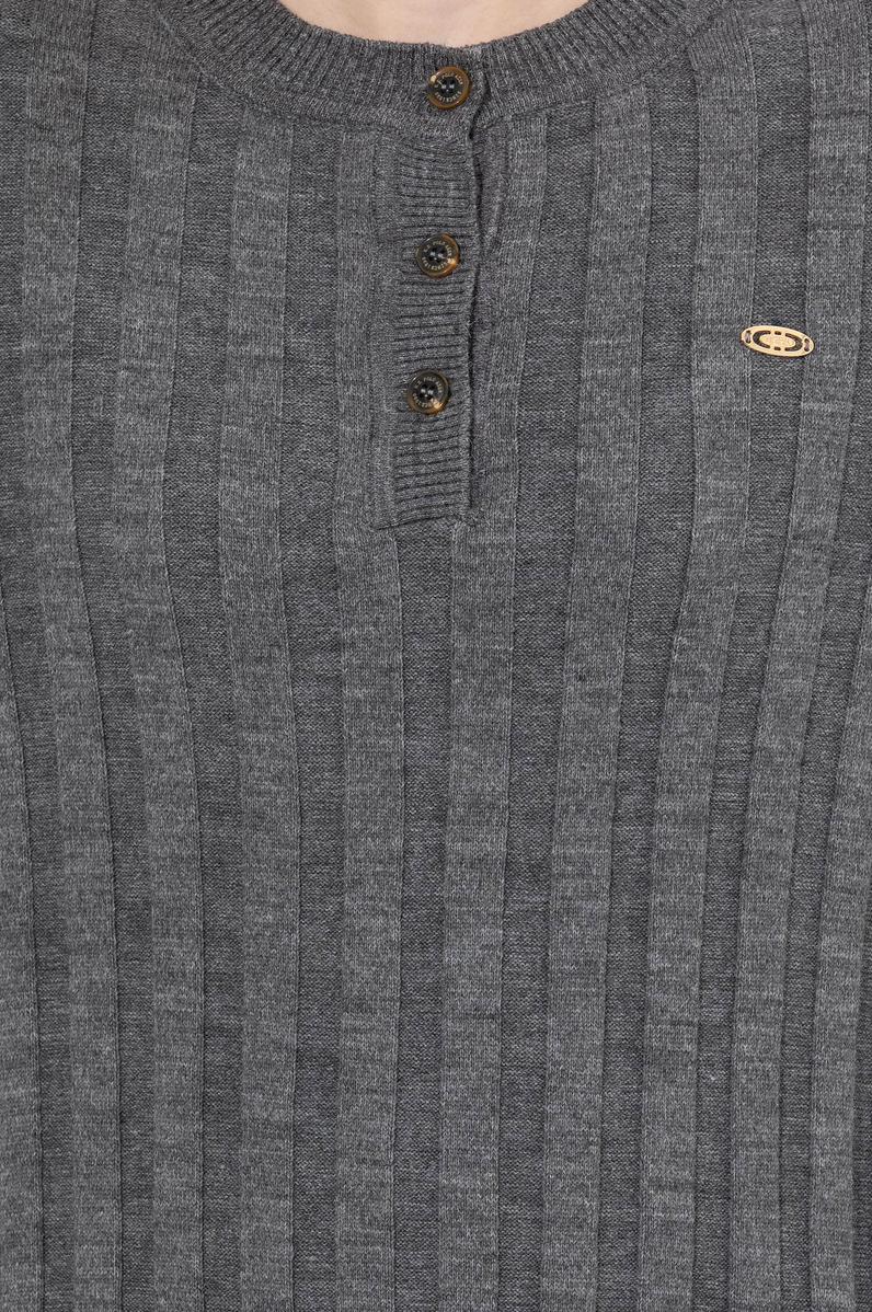 Kadın Gri Melanj Bisiklet Yaka Kazak