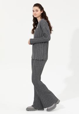 Kadın Gri Melanj Triko Pantolon - 50253725011