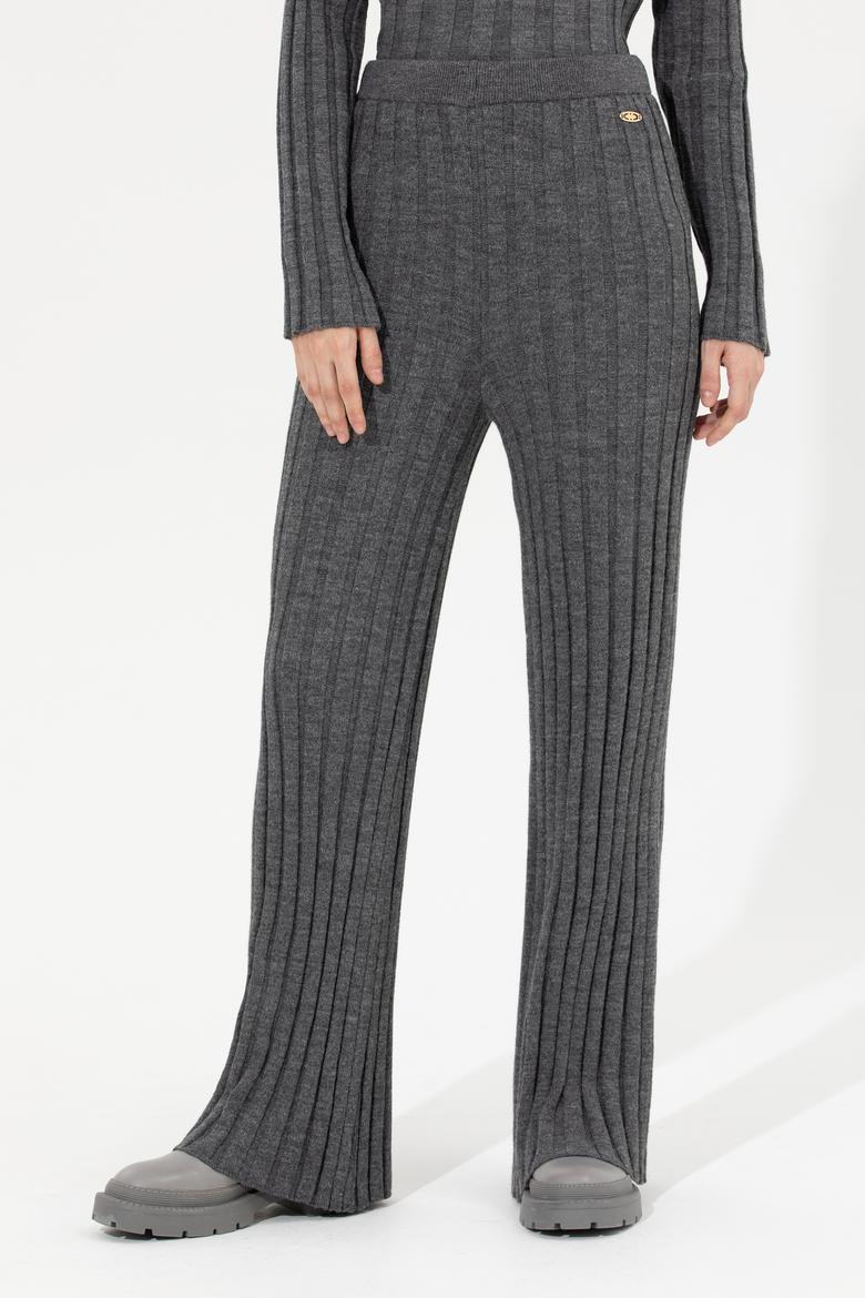 Kadın Gri Melanj Triko Pantolon - 50253725011