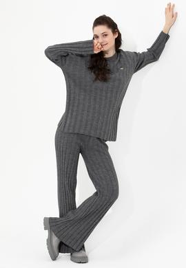 Kadın Gri Melanj Triko Pantolon - 50253725011