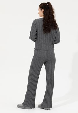 Kadın Gri Melanj Triko Pantolon - 50253725011