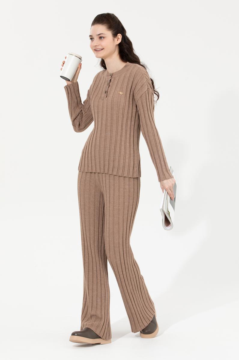 Kadın Vizon Melanj Triko Pantolon