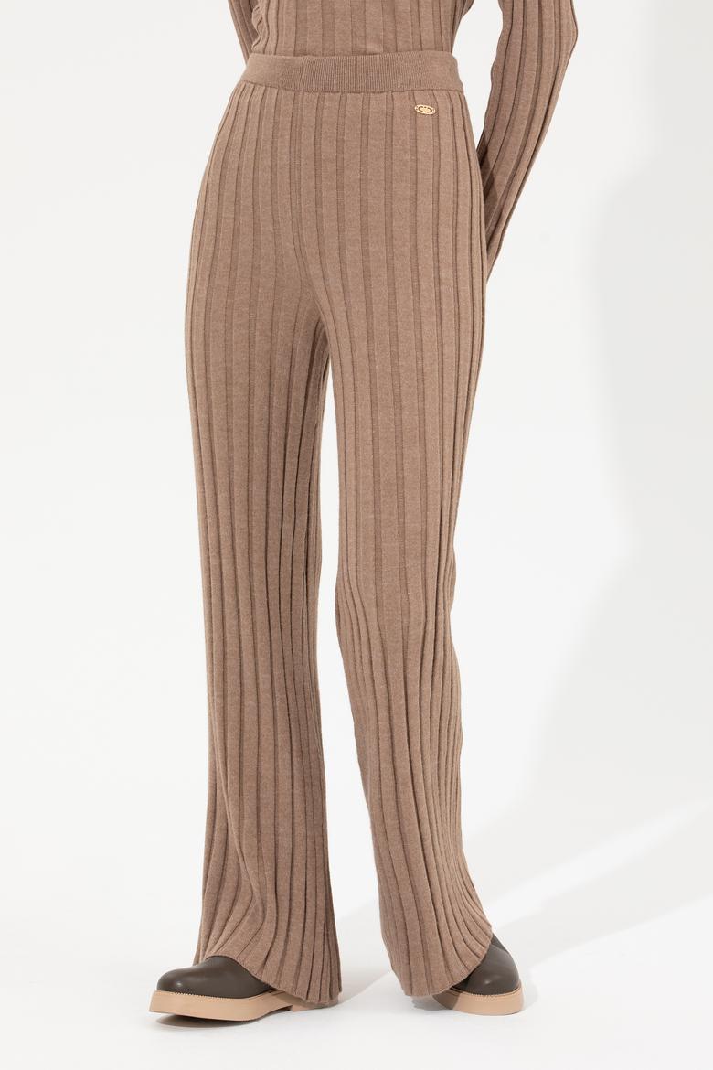 Kadın Vizon Melanj Triko Pantolon - 50253725019