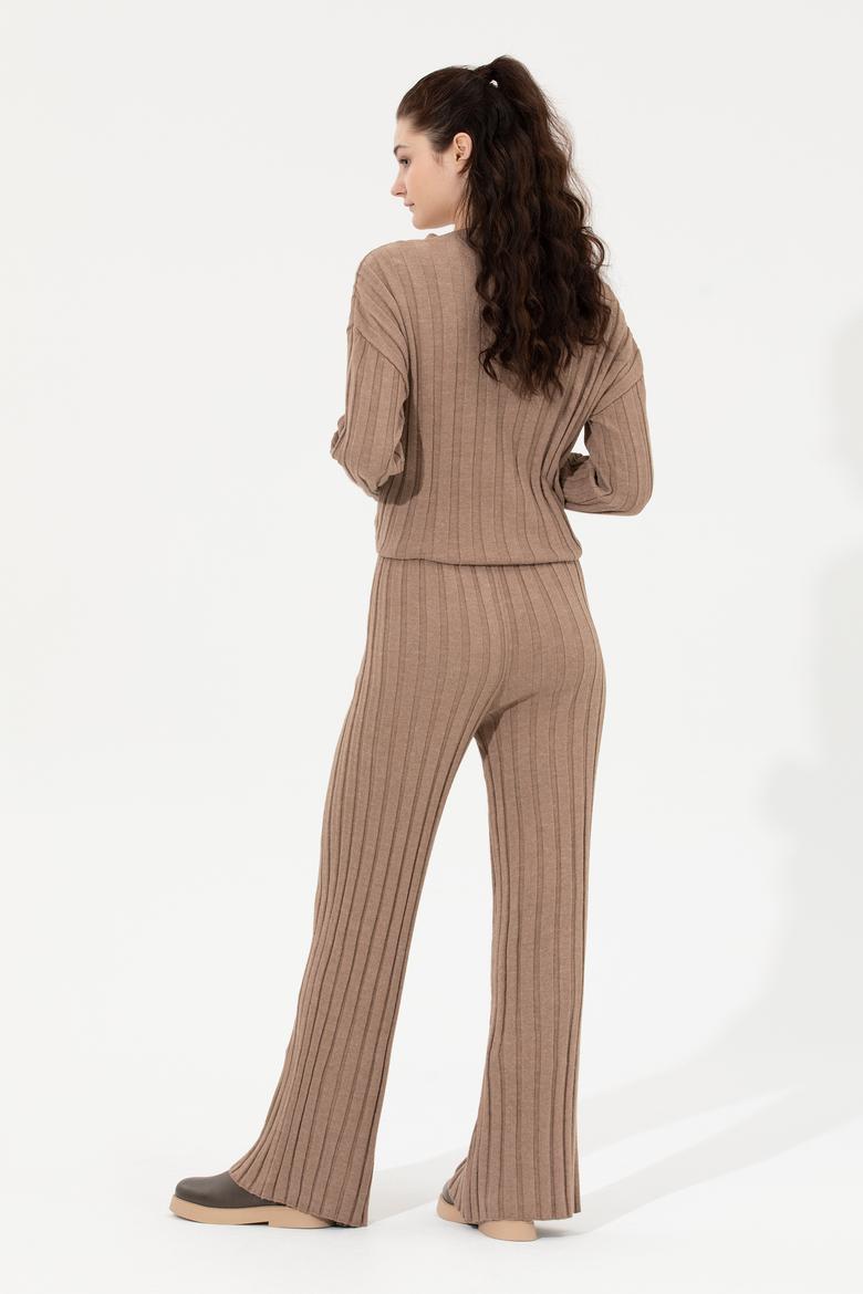 Kadın Vizon Melanj Triko Pantolon - 50253725019