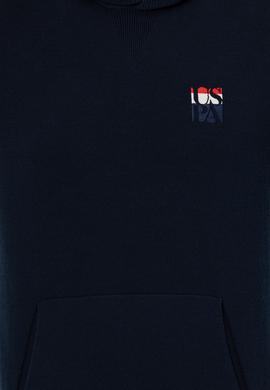 Erkek Lacivert Kapüşonlu Triko Kazak - 50253781012