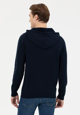 Erkek Lacivert Kapüşonlu Triko Kazak - 50253781012