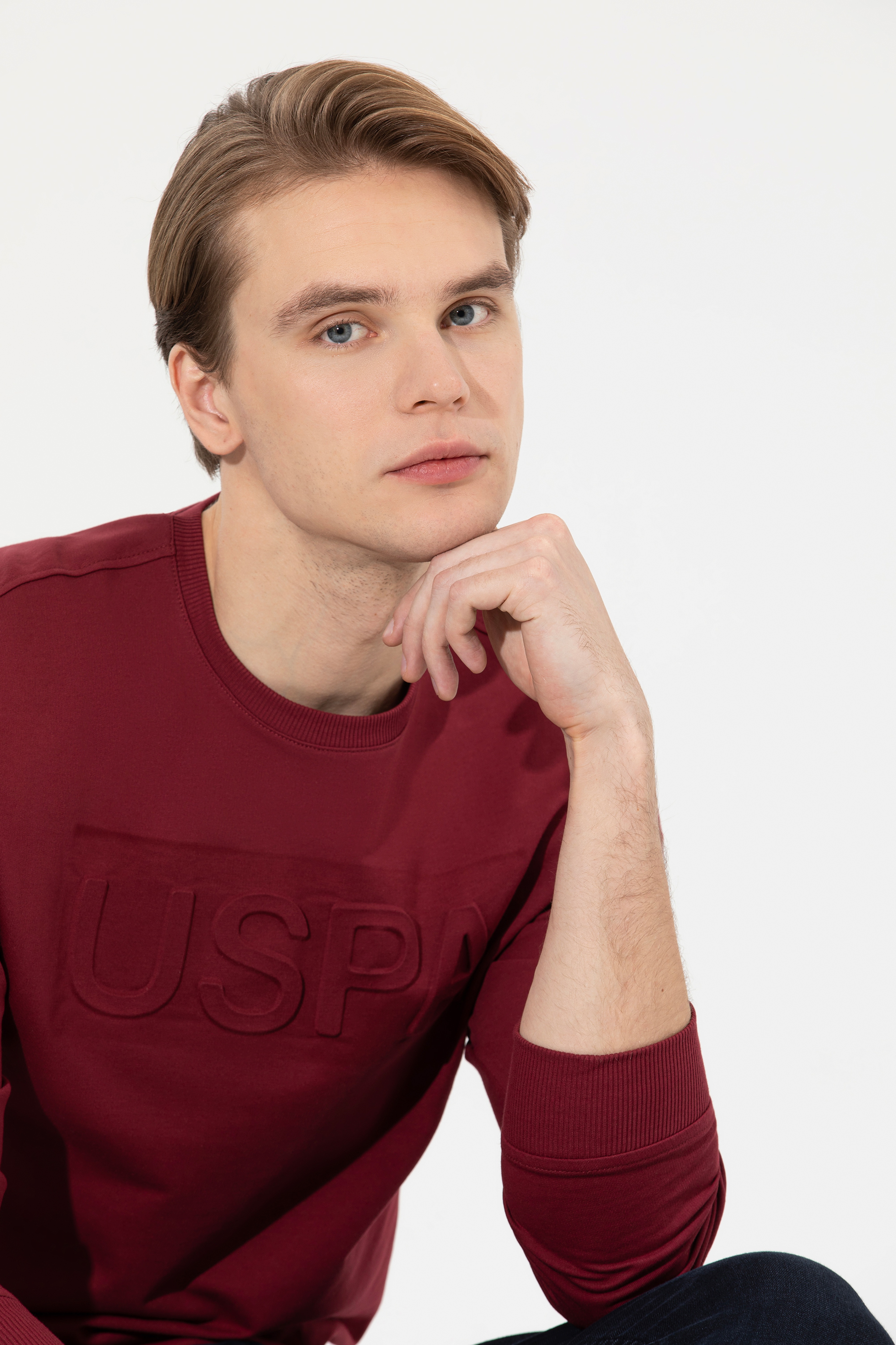 Erkek Vişne Basic Sweatshirt - Image 3