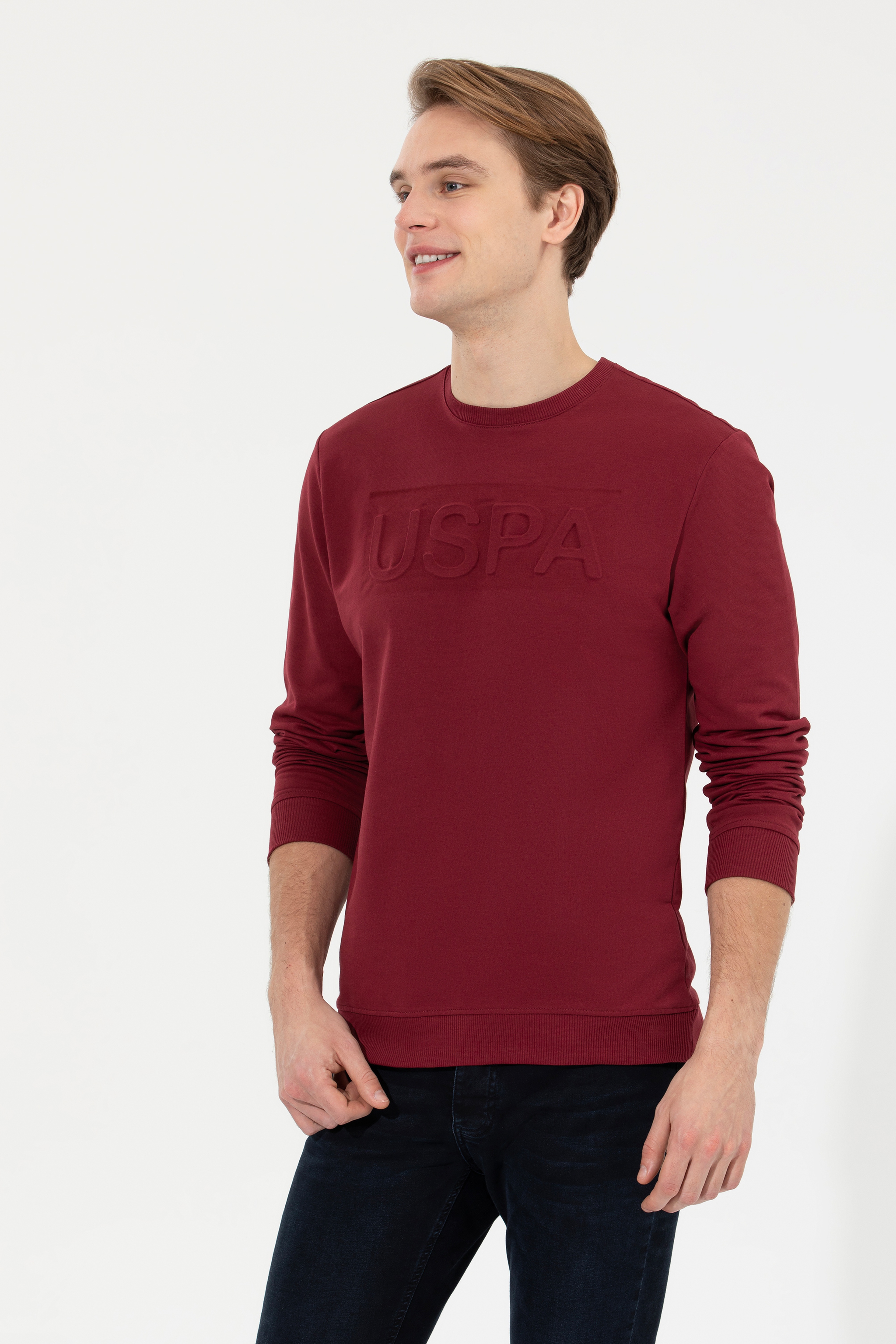 Erkek Vişne Basic Sweatshirt - Image 4
