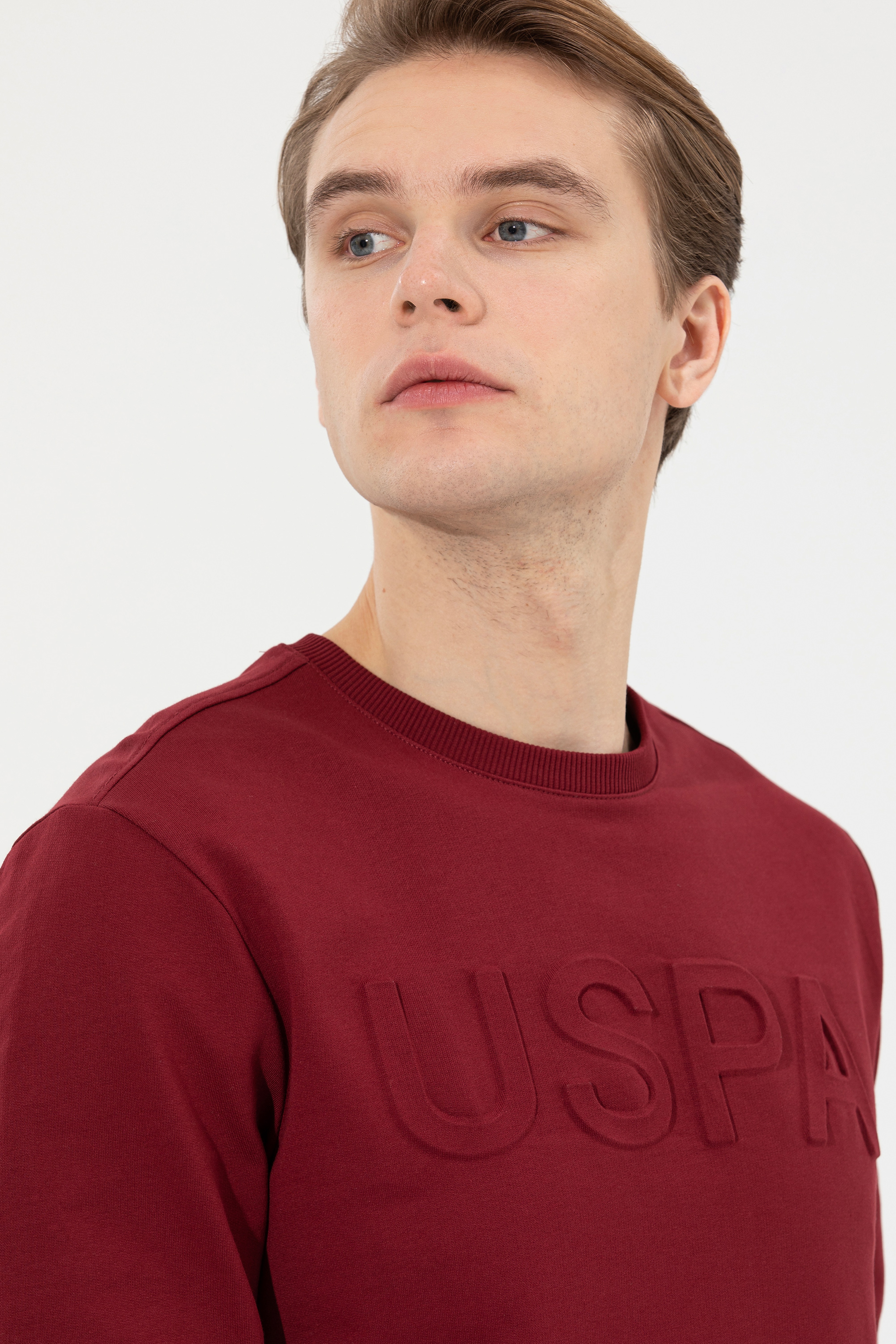 Erkek Bordo Basic Sweatshirt - Image 2