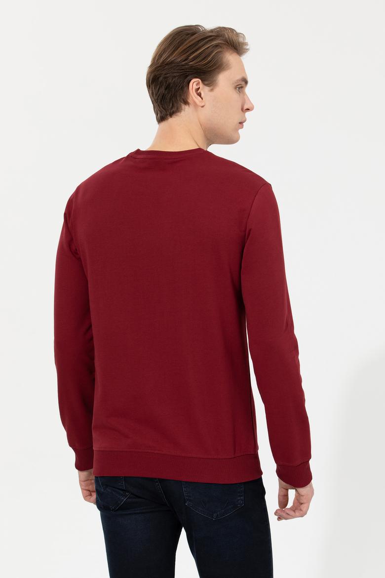 Erkek Bordo Basic Sweatshirt - 50254503055