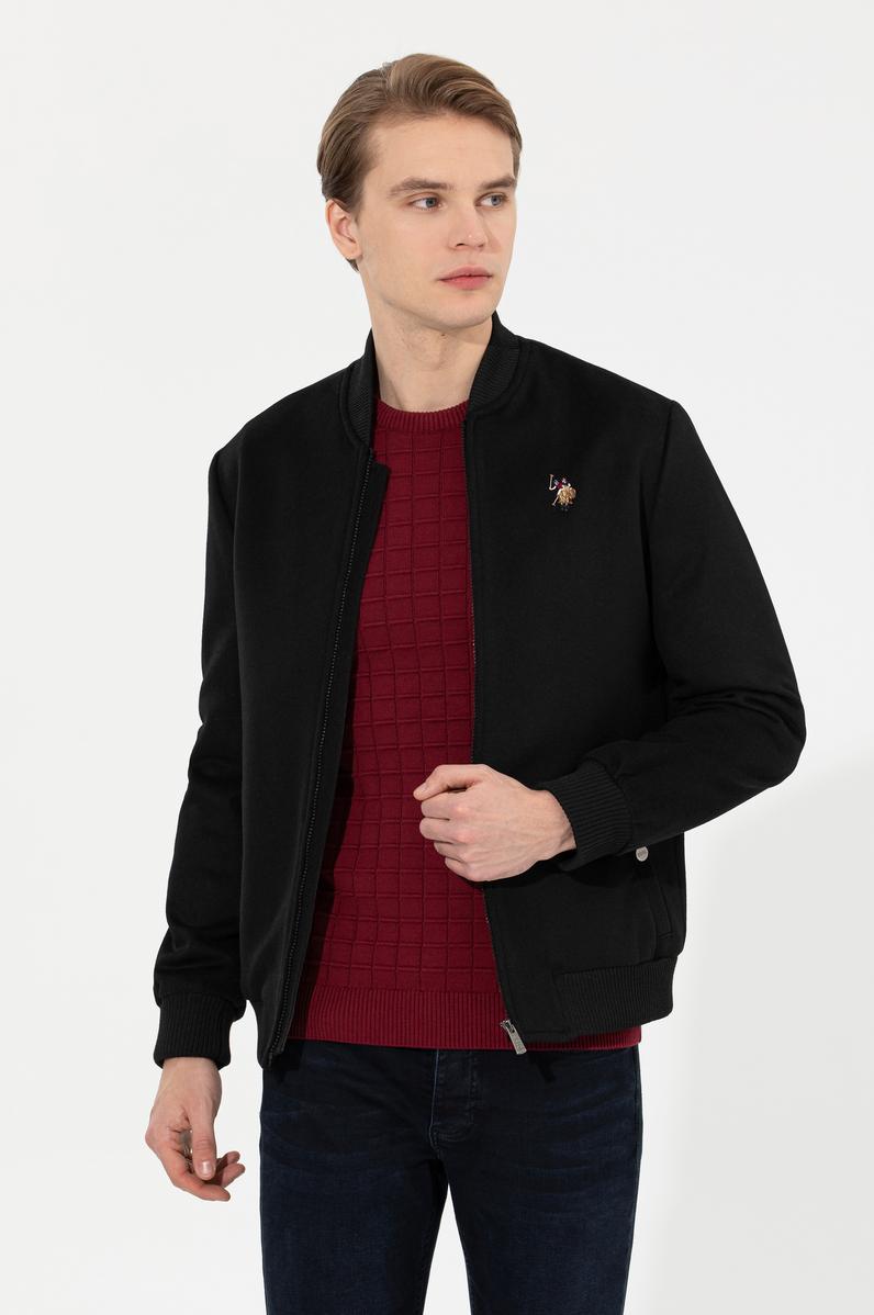 Erkek Siyah Kaşe Kaban