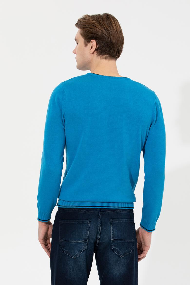 Erkek Kobalt Bisiklet Yaka Triko Kazak - 50253993026