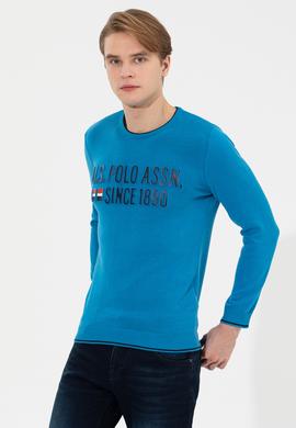 Erkek Kobalt Bisiklet Yaka Triko Kazak - 50253993026