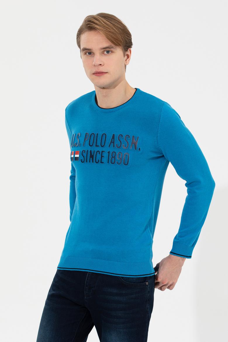 Erkek Kobalt Bisiklet Yaka Triko Kazak - 50253993026