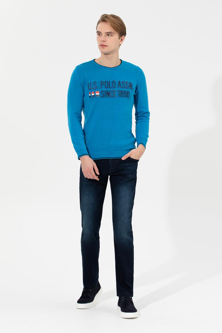 Erkek Kobalt Bisiklet Yaka Triko Kazak - 50253993026