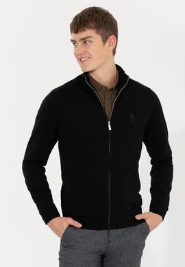 Erkek Siyah Basic Triko Hırka - 50257599014