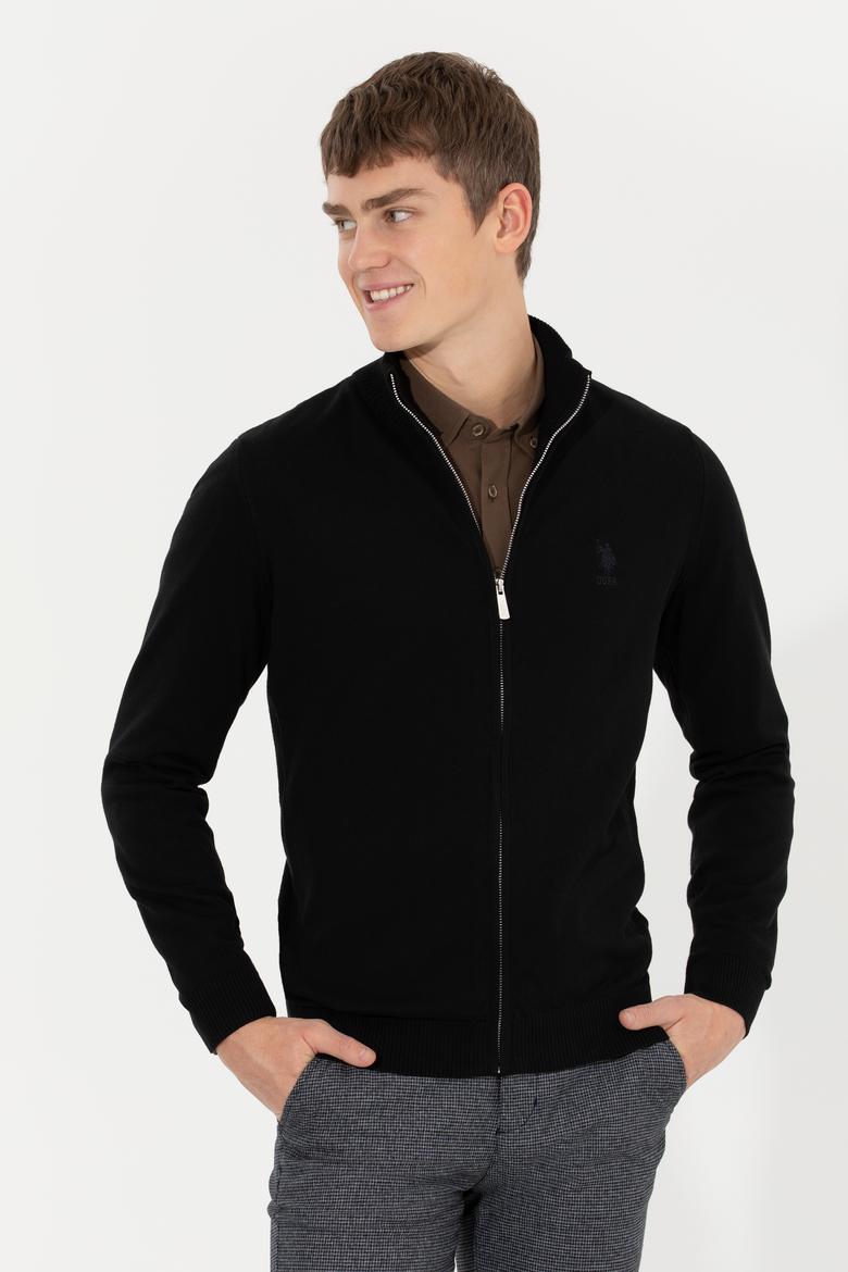 Erkek Siyah Basic Triko Hırka - 50257599014