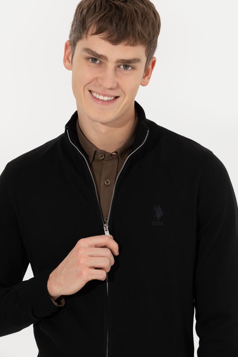 Erkek Siyah Basic Triko Hırka - 50257599014