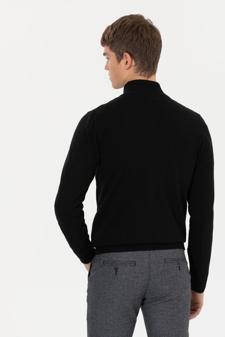 Erkek Siyah Basic Triko Hırka - 50257599014