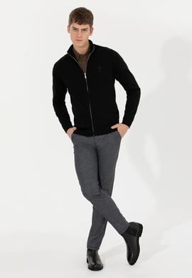 Erkek Siyah Basic Triko Hırka - 50257599014