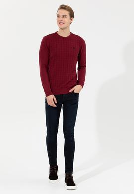 Erkek Bordo Bisiklet Yaka Triko Kazak - 50257854026