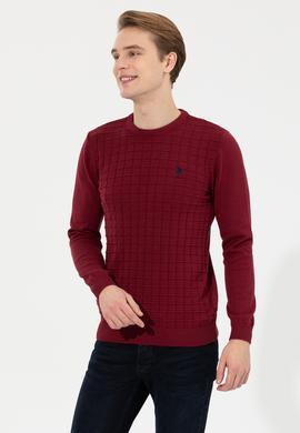 Erkek Bordo Bisiklet Yaka Triko Kazak - 50257854026