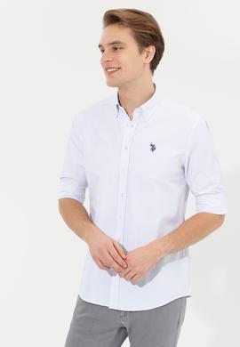 Erkek Mavi Çizgili Beyaz Gömlek - 50273941014