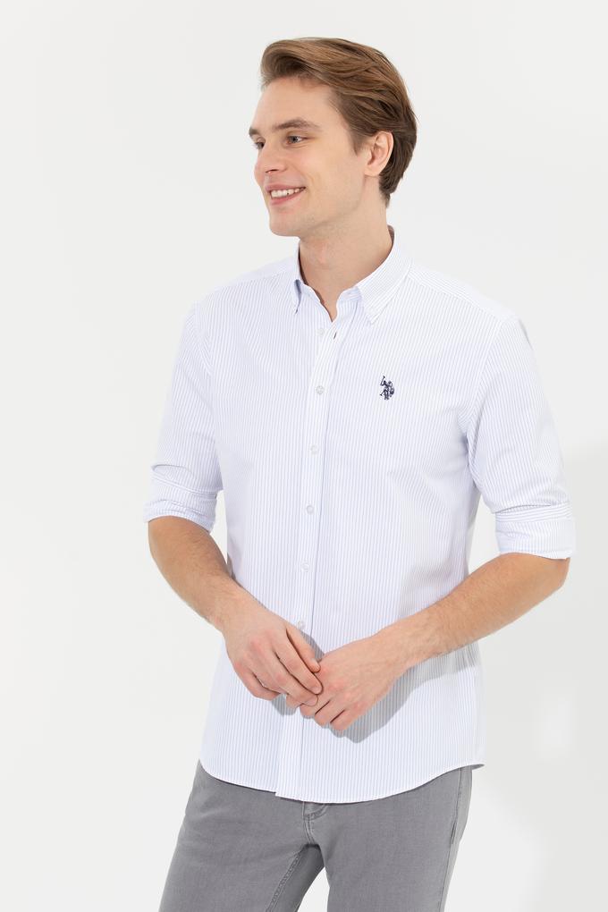 Erkek Mavi Çizgili Beyaz Gömlek
