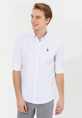 Erkek Mavi Çizgili Beyaz Gömlek - 50273941014