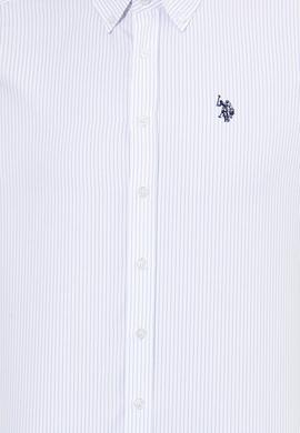 Erkek Mavi Çizgili Beyaz Gömlek - 50273941014