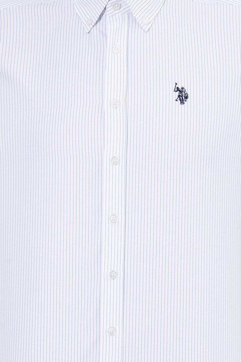 Erkek Mavi Çizgili Beyaz Gömlek - 50273941014