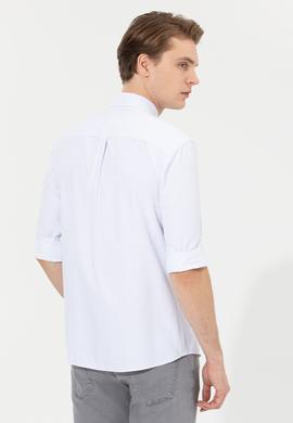 Erkek Mavi Çizgili Beyaz Gömlek - 50273941014