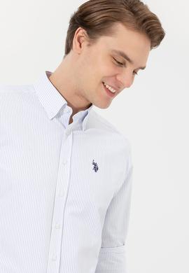 Erkek Mavi Çizgili Beyaz Gömlek - 50273941014