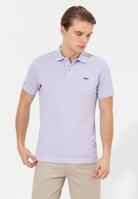 Erkek Lila Polo Yaka Basic T-Shirt - 50251701278