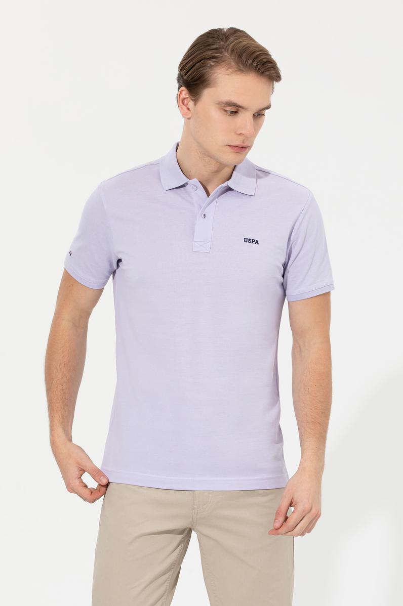Erkek Lila Polo Yaka Basic T-Shirt