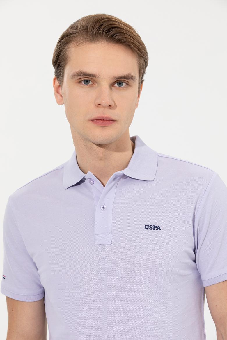 Erkek Lila Polo Yaka Basic T-Shirt - 50251701278