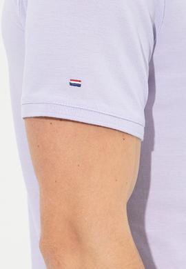 Erkek Lila Polo Yaka Basic T-Shirt - 50251701278