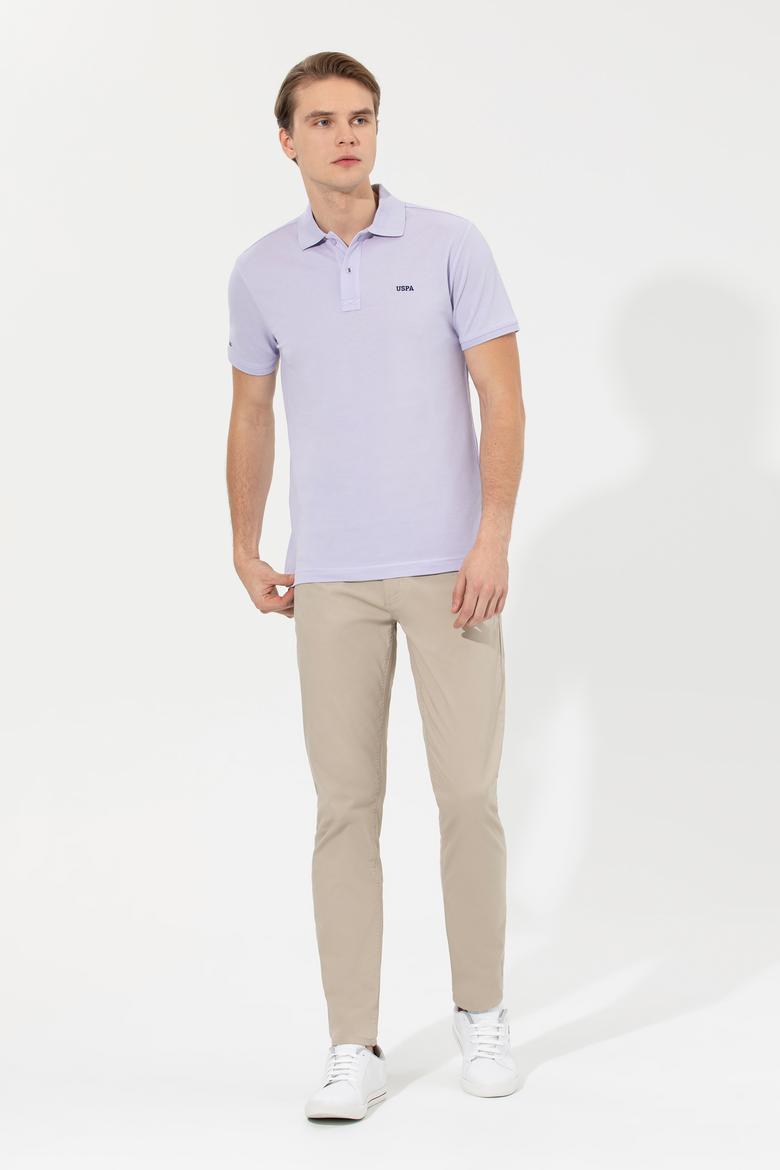 Erkek Lila Polo Yaka Basic T-Shirt - 50251701278