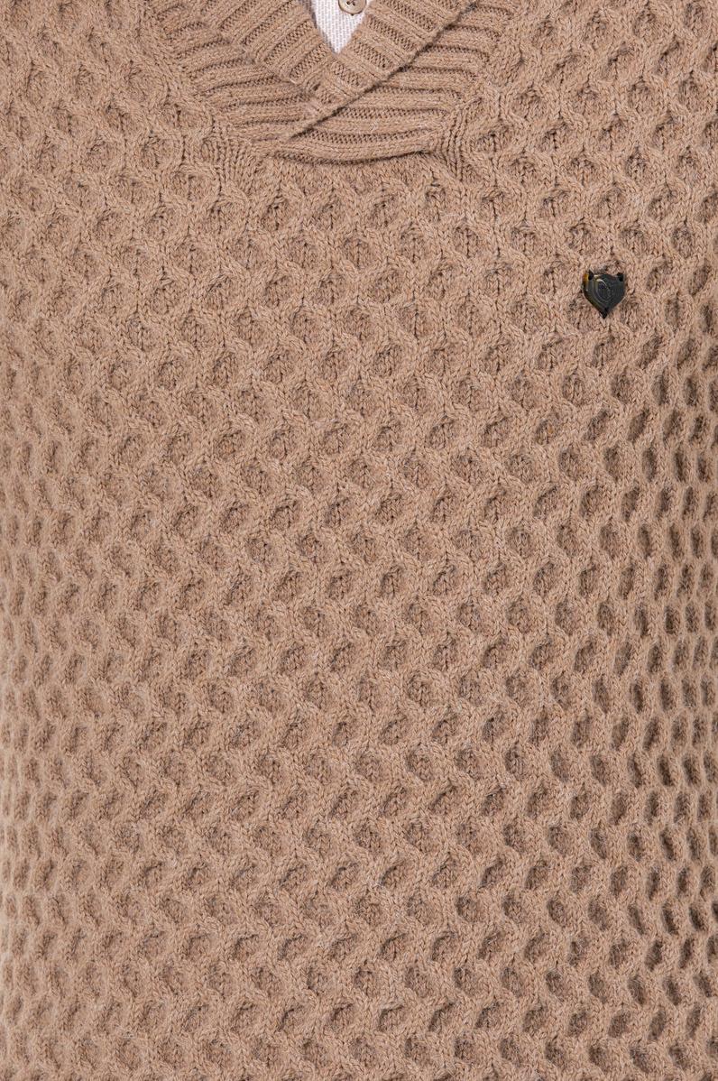 Erkek Camel Melanj Şal Yaka Triko Kazak