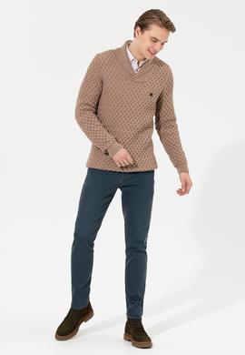 Erkek Camel Melanj Şal Yaka Triko Kazak - 50256664011