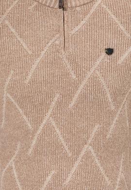 Erkek Camel Melanj Dik Yaka Triko Kazak - 50253084007