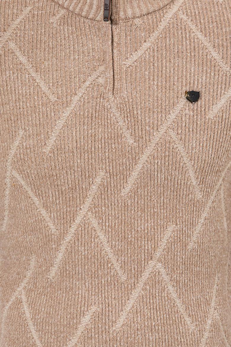 Erkek Camel Melanj Dik Yaka Triko Kazak - 50253084007