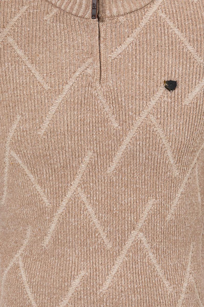 Erkek Camel Melanj Dik Yaka Triko Kazak