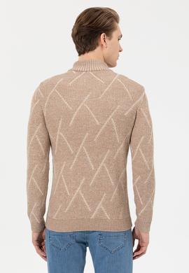 Erkek Camel Melanj Dik Yaka Triko Kazak - 50253084007